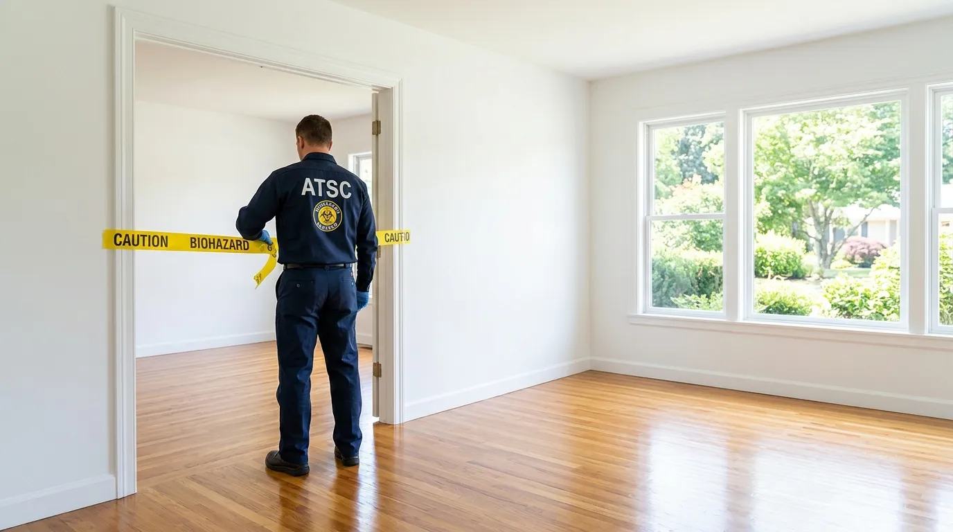 Certified biohazard cleanup crew performing Decomposition Cleanup in Wayne